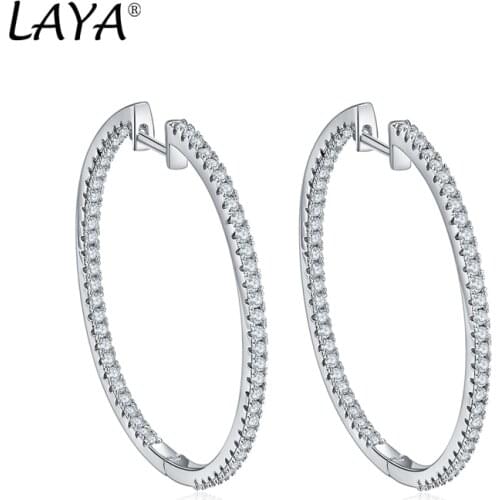 925 Sterling Silver Simple Circle Clear Cubic Zirconia Hoop Earrings For Women High Quality Fashion Jewelry Gift