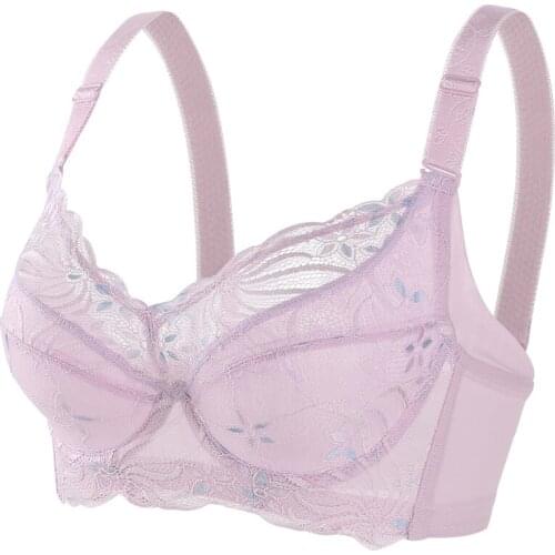 Womens Sheer Lace Full Figure Unlined Minimizer Bra 34 36 38 40 42 44 46 48 B C D E F G H