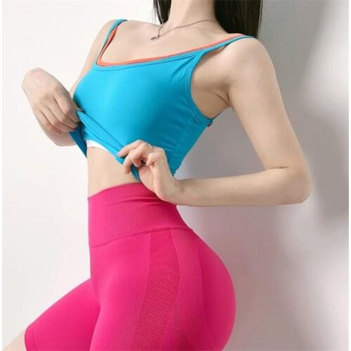 Women Two Color Patchwork Sports Bra Running Fitness Vest Tape Gym Workout Yoga Bra Sportswear breathable Sport Crop Top