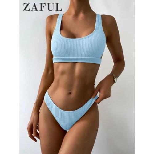 ZAFUL Textured Cutout Two Pieces Bikini Set Summer Solid Padded Women Cropped Swimsuit Sexy Beach Female Bathing Suit Swimwear
