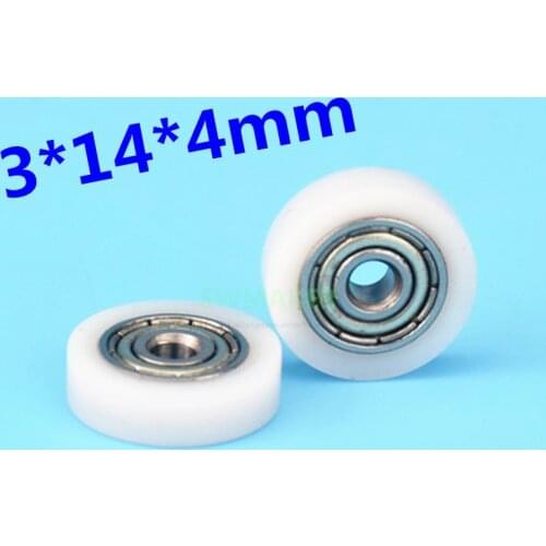 1 pcs 3*14*4mm wrapped plastic bearing pulley 623ZZ inner hole 3mm plane roller plastic wheel POM
