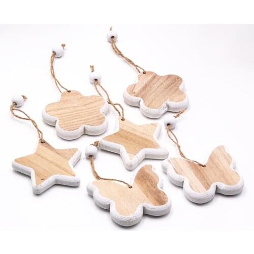 1pcs/bag Natural Christmas Wooden Decorations for Home Tree DIY Wooden Noel Xmas Ornaments Pendants Hanging Navidad Xmas Decor