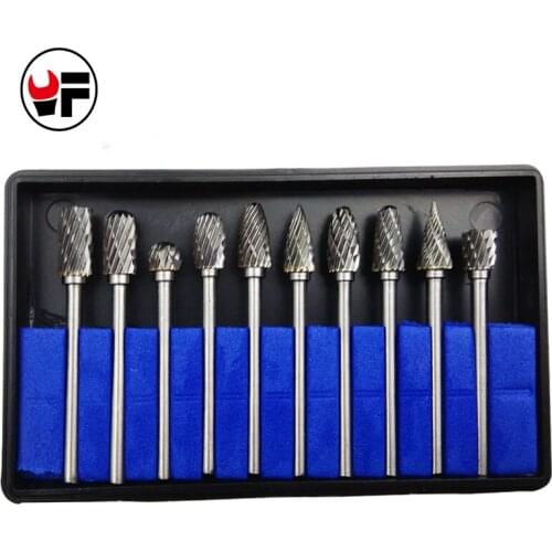 10pcs 1/8" hss steel cone drill set Shank Tungsten Carbide Milling Cutter Rotary brocas com escareador diamond drill DAD002