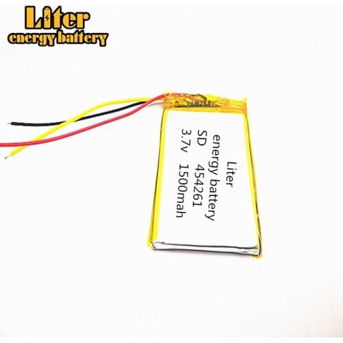 10pcs/lot 3 line Good Qulity 3.7V,1500mAH,454261 Polymer lithium ion / Li-ion battery for TOY,POWER BANK,GPS,mp3,mp4