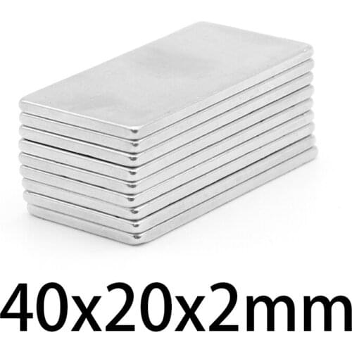 2/5/10/15/20/50PCS 40x20x2mm Block Strong Powerful Magnets Long Rectangular Permanent Neodymium Magnet Sheet 40x20x2 40*20*2 mm