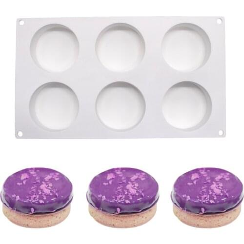 6 Holes Round Silicone Cake Decorating Mold For Baking Flat Cylinder Mould Dessert Mousse Pastry Pan Bakeware