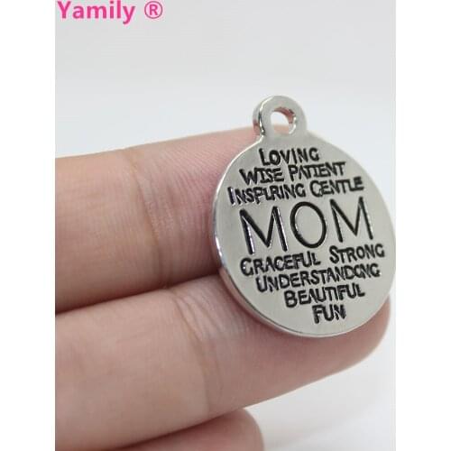 8pcs--22mm High quality Alloy plating white k Mom Charms Word Collage Mother Charms pendant