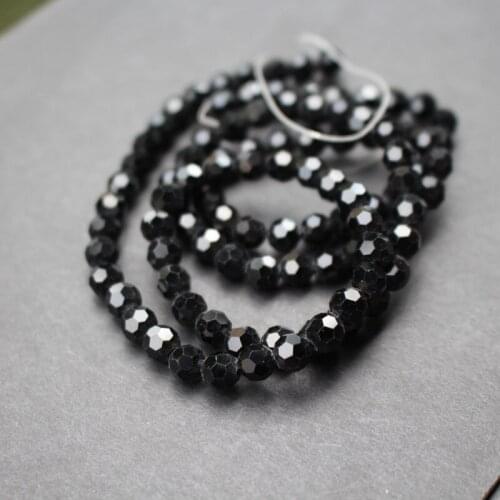 98pcs/lot 6mm Glass crystal beads Faceted Round Black color Disco beads for jewelry making
