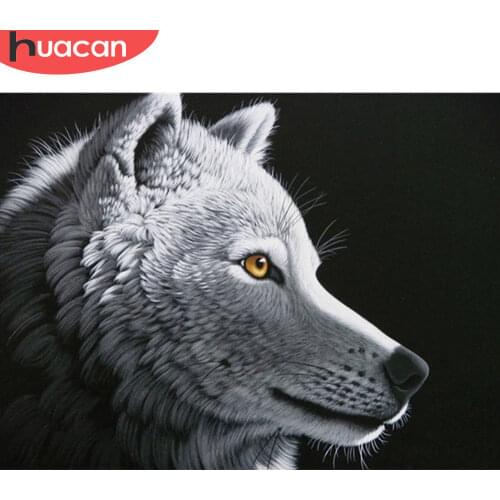 HUACAN Full Square/Round 5d Diamond Painting Wolf Needlework DIY Diamond Embroidery Animal Home Decor Craft Kit