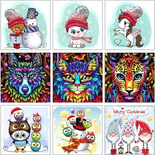 5d Diamond Painting sale Mosaic Cartoon Animal Decoration Diamond Embroidery wolf lion Full Round Drill Children