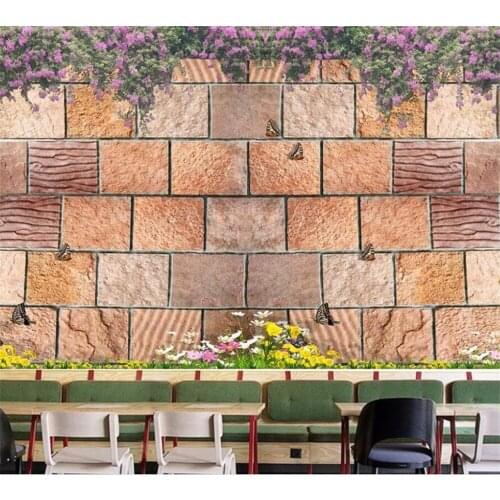 Beibehang European style rose Dali Fengshui culture brick wall dream flower background wall home decoration papel de parede