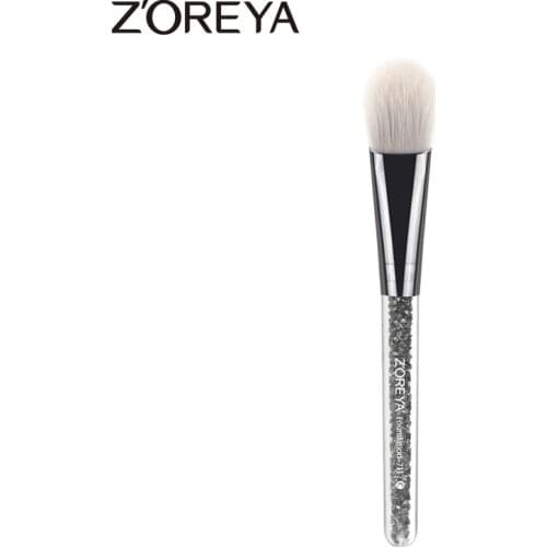 Zoreya Brand New artistic aluminium pipe with crystal Resin handle makeup brushes for Women Foundation Cosmetic brush tool 711