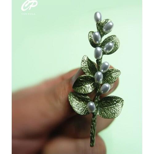 Green Branches Leaf Brooch Trendy Alloy Enamel Tree Valley Brooches Pin Jewelry For Women