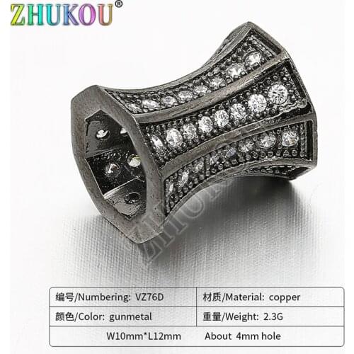 10*12mm Micro Pave Brass Cubic Zirconia Waist Drums Spacer Beads DIY Jewelry Bracelet Necklace Making, Model: VZ76