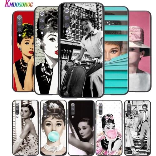 Bright Black Cover Audrey Hepburn For Xiaomi Mi Poco M2 Note 10 9 8 Pro Play Mix 3 F1 Lite 5G Phone Case