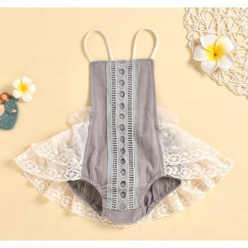 Baby One-piece Wear Suspender Lace Mesh Embroidered Creeping Bodysuit Romper Summer Newborn Toddler Costume