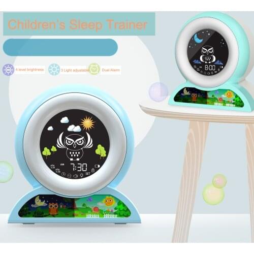 Childrens Sleep Trainer Kids Alarm Clock Night Light Digital Wake Up Clocks with Temperature Nap Timer Gift for Boys Girls