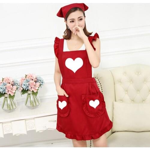 Apron work home kitchen female fashion Japanese cute custom-made princess printing waist tea shop new adult Headscarf