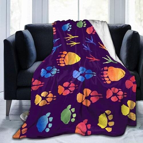 Blanket Colorful Animal Footprints Flannel Fleece Throw Blankets for Baby Kids Men Women,Soft Warm Blankets Queen Size and Throw