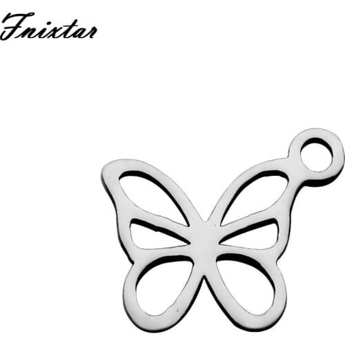 Fnixtar Stainless Steel Butterfly Shape Charms Fit Necklace Bracelet DIY Jewelry Mini Animal Charms Pendant 10*12mm 20pcs/lot