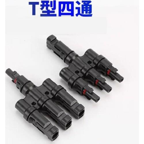 2pcs Photovoltaic Connector Pv Solar Panel Cable Wire Connect 1pair X Pv T Branch Parallel Connection 30a 1000v One To Three