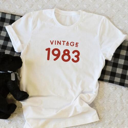 Vintage 1983 T Shirts Women Cotton 38th Birthday Gift 38 Years Old Cotton T-shirt Mother Wife Daughter Gifts Female Graphic Tee