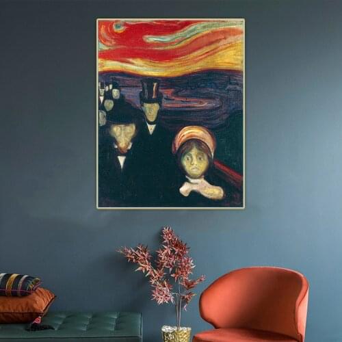 Anxiety, 1894, by Edvard Munch Canvas Oil Painting Artwork Aesthetic Picture Poster Wall Backdrop Hanging Decor Home Decoration