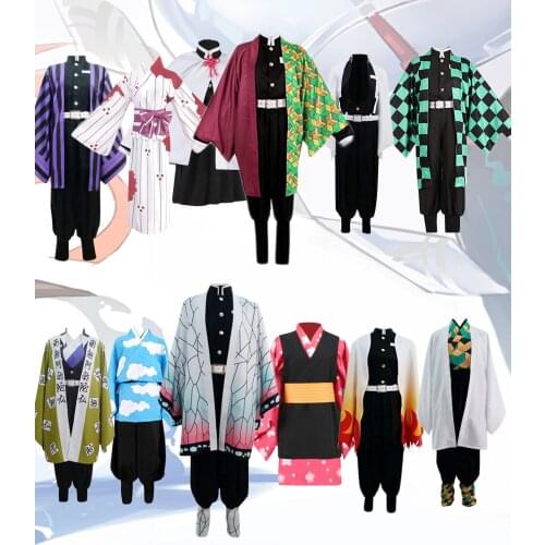 Demon Slayer Kimetsu no Yaiba Cosplay Costume Tanjirou Nezuko Gyomei Obanai Shinobu Makomo Sabito Giyuu Cosplay Kimono Costume