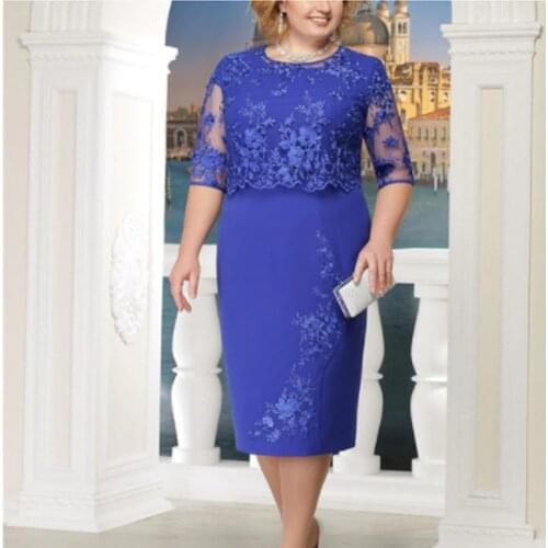 Lace Woman Wedding Suit Half Sleeves Mother Of The Bride Dress Suits Fake 2 Pcs Womens Suit Large Size Women sets Wedding Dress