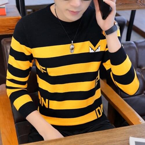 Brand Mens Sweater Autumn Winter 2021 Mens Wool Slim Fit Sweater Mens Striped Casual Pullover Pullover Mens Clothes Fashion