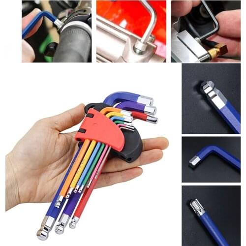 Allen Key Set Hex Wrench Screwdriver Set 9Pcs Ball End Torx Star Keys Tools Set L Type Hand Tools Kit Hexagon Spanner Universal