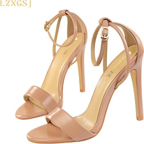 New Arrivals Summer Women Sandals Buckle Strap High Heels Mixed Color Sandales Fashion Casual Womens Shoes 6 Colors Available