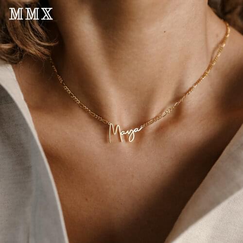 New 2021 Personalized Necklace For Women Custom Letter Name Pendant Figaro Chain Necklace Fashion Stainless Steel Jewelry Gift