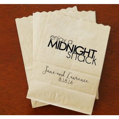 Personalized Midnight Snack Bridal baby Shower Kraft Paper Bakery Cookie desserts gifts Favors Bags Custom Names and Date print
