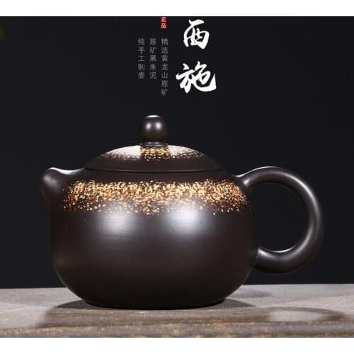 Sand tea set, raw ore, black and vermilion clay painting, small pot, all hand-made, wholesale, one for distribution