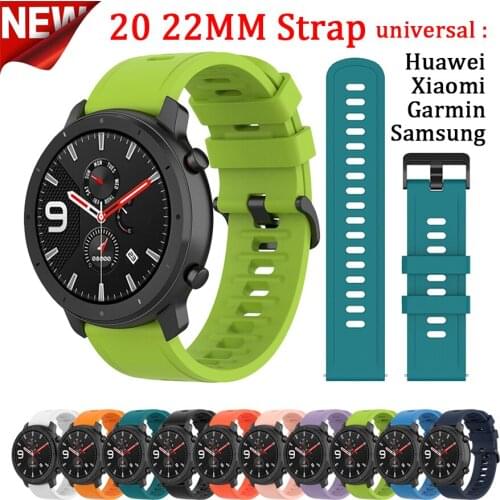 22mm 20mm Sport Bracelet Silicone Watchband For Xiaomi Huami Amazfit GTR 47MM 42MM Bips Bip GTS Stratos2 2S 3 Pace Wrist Strap