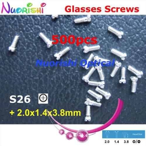 S26 2.0x1.4x3.8mm 500pcs Glasses Eyewear Eyeglass Repairing Mini Screw Head in - + Type Free Shipping