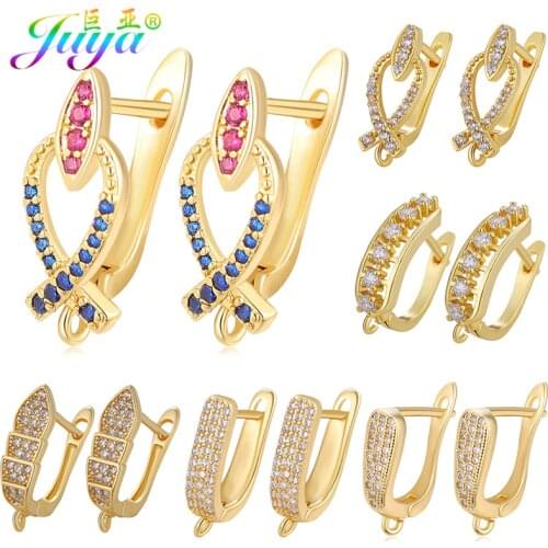 Juya DIY Gold/Silver Color Shvenzy Earwire Fixture Supplies Earring Hook Accessories For Needlework Charms Dangle Earring Making