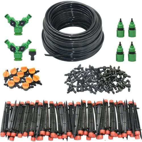1/4" Hose Drip Irrigation System 360 Degree Adjustable 8 Hole Sprinkler Kit Garden Watering Inserting Ground Micro Flow Dripper