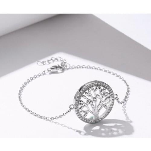SODROV 2019 Couples Round Fortune Tree Sterling Silver Bracelet DIY Life Tree 925 Sterling Silver Womens Bracelet HB002