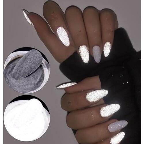 1Box Reflective Nail Glitter Powder Shiny Glow In The Dark For Bar Disco Sparkling Pigment Fluorescent Nail Art Decorations