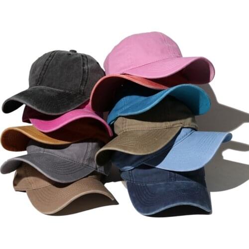 Solid Color Baseball Cap Retro Washed Cotton Snapback Caps for Men Summer Outdoor Sport Adjustable Hats Unisex Shade Hat Bone