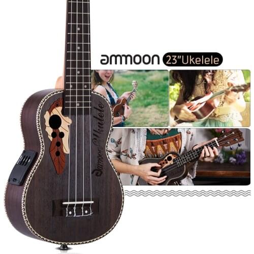 Ammoon 23 Inch 15 Frets Ukulele Ukelele Uke Rosewood Body 4 Strings Hawaiian Guitar Musical Instruments