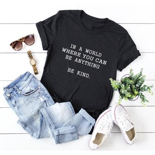 Woman Tshirt Short Sleeve Summer Tee Top Casual Be Kind Female T-shirts