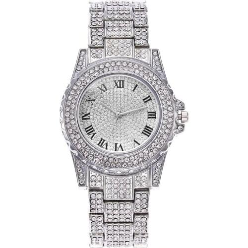 Diamond Dial Womens Watches Roman Numerals Quartz Watch Gfit Luxury Bracelet Watch For Men And Women Alloy Strap Reloj Mujer