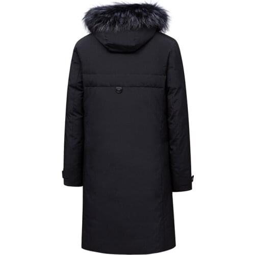 2020 Winter New Mens Fur Collar White Duck Down Jacket Business Fashion Thick Warm Long Parka and Coats Male Brand Clothes