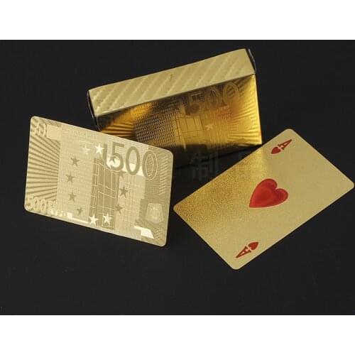 Golden Playing Cards Game Luxury Gold Foil Poker Set Grid Plastic Foil Poker Durable Waterproof Cards Gift Collection