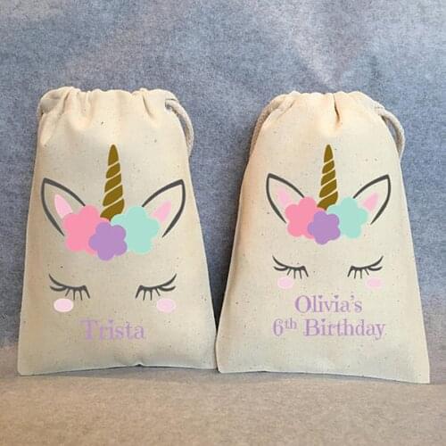 15pcs custom Unicorn Party Favor Bags Candy Gifts Bags Birthday Favor Party Bags for gifts or treats Theme Party Supplies
