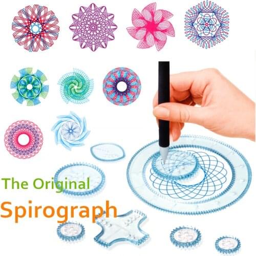 22pcs Spirograph Drawing toys Ruler set Interlocking Gears Wheels Puzzle Geometric Drafting Tools Accessories Creative Education