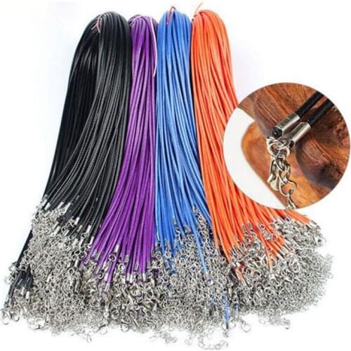 45cm Adjustable PU Leather Wax Cord Handmade Braided Rope Necklaces Pendant Charms Lobster Clasp String Jewelry 20pcs/set